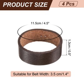 sourcing map 4 Pcs Leather Belt Loop Keeper, 4.3 Inch Belt Straps Ring Replacement Strap Holder Wide Belt Retainer for Securing Additional Length Straps in Place, Brown