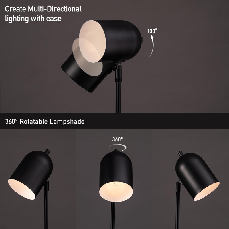 O'Bright Helios - Adjustable Tripod LED Floor Lamp, Dimmable, Swivel
