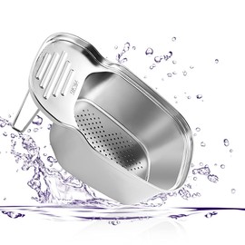 Sink Strainer Colander Drain Basket, Multifunction Saddle Leftover Mesh Stainless Steel Strainer, Corner Waste Drainer Over the Sink Food Catcher Strainer for Kitchen Waste, Vegetable, Fruits (Silver)