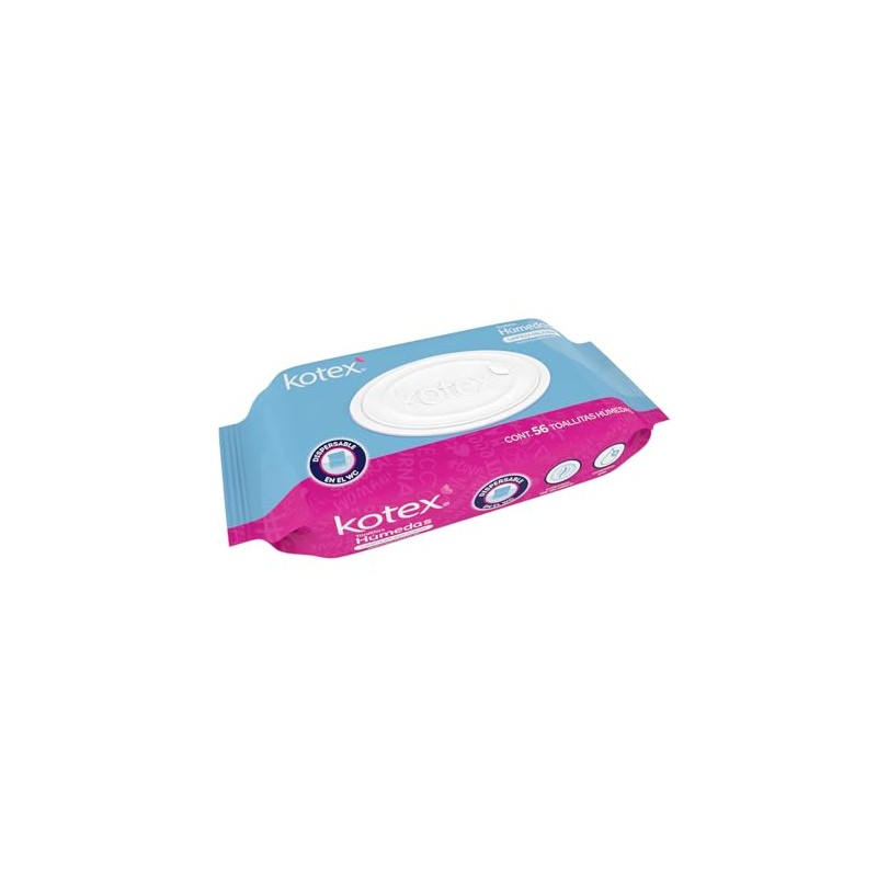 Kotex Toallitas Húmedas para Higiéne Íntima, 1 paquete con 56