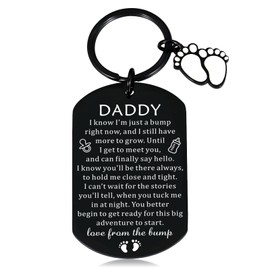 First Fathers Gifts for New Dad Funny New Fathers Day for Newborn Dad First Time Dad Dad to Be Keychain Gift for Husband from Wife Baby Pregnancy Announcement Gifts Daddy Birthday Christmas Gifts