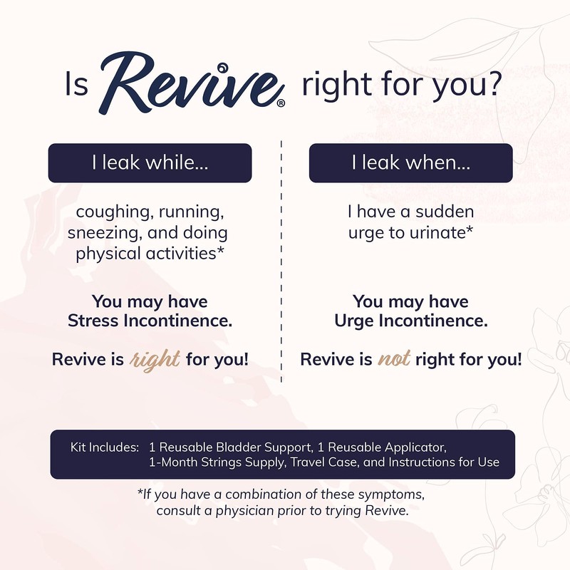 Revive 30-Day Bladder Support for Women. Comfortable. Easy-to-Use. Discreet. Reusable.