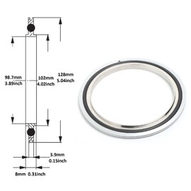 Qminox ISO100 Stainless Steel 304 Centering Ring with FKM/Viton O-Ring & Aluminum Outer Ring for mating NW100 Vacuum Flanges (2Packs)