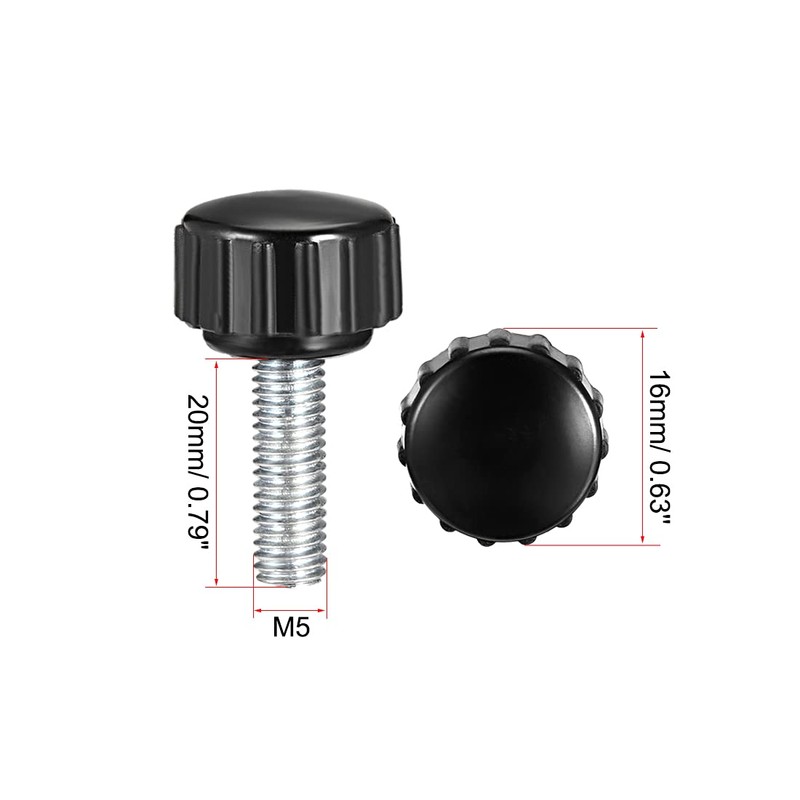 sourcing map M5 x 20mm Metric Male Thread Knurled Clamping