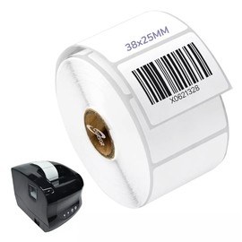 OKAERI Rollo de Etiquetas Térmicas Adhesivas 38x25mm – 1000 Piezas | Compatible con Impresoras Térmicas | Papel Autoadhesivo Premium para Etiquetado de Productos y Envíos (38x25mm)