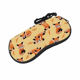 IBILIU Eyeglasses Case Red Panda Cute Cartoon Panda Bear Animal Ultra Light Neoprene Sunglasses Case With Belt Clip,Soft Reading Glasses Case For Women Men