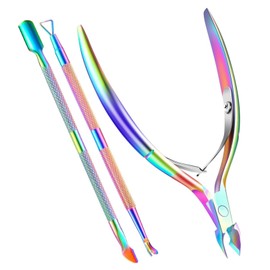 Cuticle Trimmer – Stainless Steel Cuticle Nipper, Pusher, Scissor & Clipper for Manicure – Dead Skin Tool for Fingernails & Toenails (Colorful)