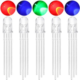 EBOOT 100 Pcs Clear LED Light Emitting Diodes Bulb LED Lamp, 5 mm (RGB Multicolor Common Anode)