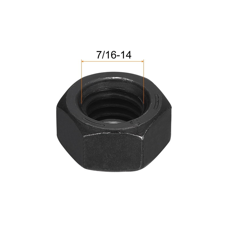 sourcing map 7/16-14 UNC Hex Nuts, Carbon Steel Grade 8.8