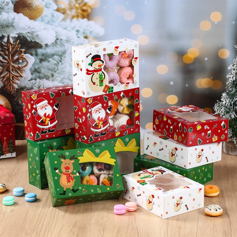 Patimate 24pcs Christmas Cookie Boxes for Gift Giving, 3 Style