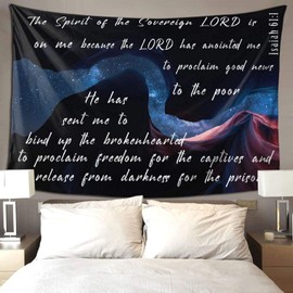 Christian Galaxy Tapestry with Bible Excerpts - Small Wall Decor for Bedroom, Living Room (60x40 in)