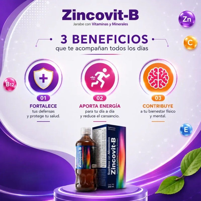 Zincovit-b Sup Alimenticio Vitaminas Minerales Jarabe 200 Ml