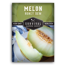 1 Pack Honeydew Melon Seeds for Planting with Instructions to Grow Light Green Honey Dew Melons Your Home Vegetable Garden - Non-GMO Heirloom Melon Seed - Survival Garden Seeds