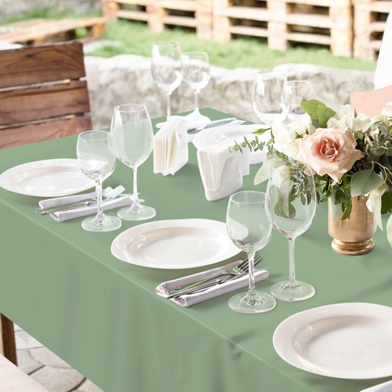 2 Pcs Sage Green Tablecloth Plastic 54 ×108 Inches Rectangle