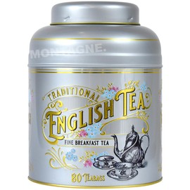 NEW ENGLISH TEAS New English Tea Tea Tea Bag 80P Tin Big Can British Gift (V. Victorian Silver)