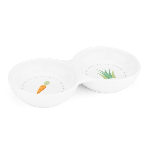 Navaris Double Food Bowl for Small Animals - Ceramic Food