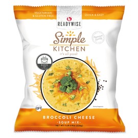 READYWISE - Simple Kitchen, Broccoli Cheese Soup, 17 Servings, MRE, Gluten Free, & Vegetarian, Food, Soup Mix, for Events, Hiking, Emergency Food Supply, Camping Essentials, or Daily Use, 1 Pack