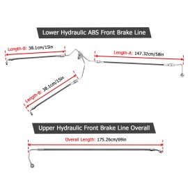 CB 12"-14" Handlebar Brake Line Kit For 09-13 Harley Touring Road Electra Glide ABS
