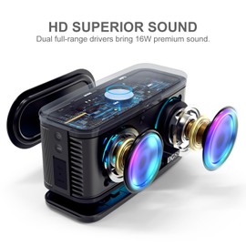 DOSS SoundBox Plus Bluetooth Speaker with Superior Sound, Bluetooth 5.0, Wireless Stereo Pairing, Built-in Mic, 20H Playtime, Portable for Hking, Beach, Camping. Outdoor, Home - White. Upgrade version