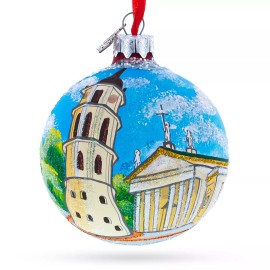 BESTPYSANKY Old Town in Vilnius, Lithuania Glass Ball Christmas Ornament 3.25 Inches