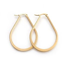 Unbranded 201 Stainless Steel Hoop Earrings Drop Gold 47x34x2mm Pin 1mm  P544