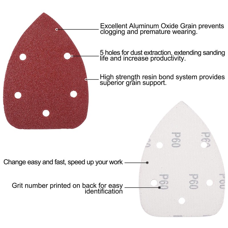 S SATC 100PCS Mouse Detail Sander Sandpaper Palm Mouse Sander