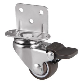 Skelang 4 Pcs L-Shaped Plate Swivel Castor, 25mm Wheel with Brake, TPE Caster for Plant Stand, Cabinet, Trolley, Total Load Capacity 45kg