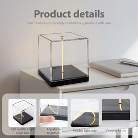 Rukico Magnetic Flexible LED Night Light, Rechargeable Type - C Cube Lamp with Adjustable Brightness, High - Quality Acrylic Outer Box, Portable & Creative Decor for Bedroom, Camping, Bar, Atmosphere