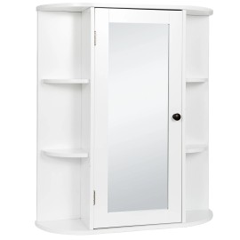 Segawe Wall Mounted Cabinet Bathroom MDF Storage Organizer with Mirror 1 Door Shelves
