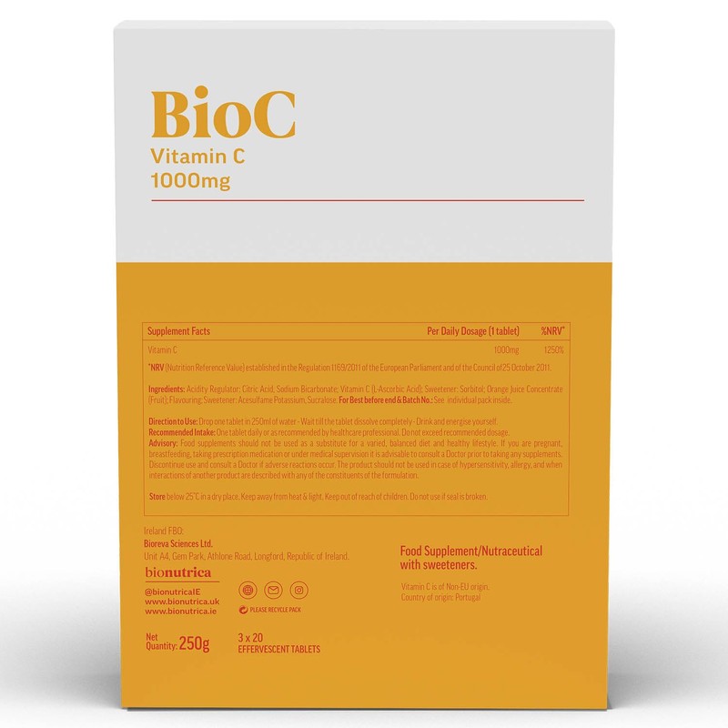 BioC- Vitamin C 1000mg Fizzy (60 Tabs) - Powerful Antioxidant