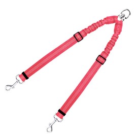 SlowTon Double Dog Leash, No Tangle Double Leash for 2 Dogs Walking Training 360°Swivel Rotation Reflective Adjustable Length Dual Two Dog Lead Splitter, Shock Absorbing Bungee Lead 2 Dog(Pink)