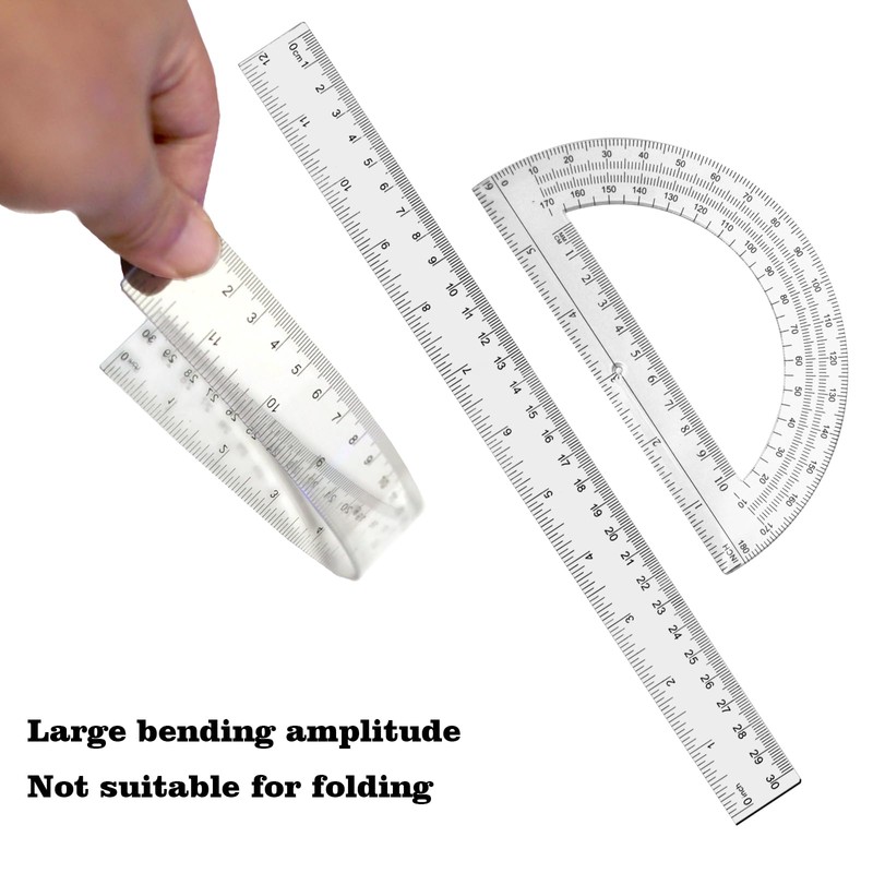 Tdfronien 2 Packs 12 Inch Plastic Ruler and 6 Inch