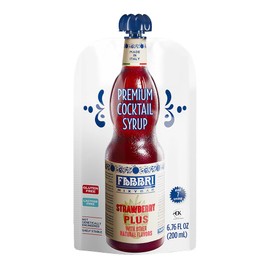 Fabbri Premium Italian Fruit Syrup, Strawberry, Natural Ingredients, Non-GMO, Gluten Free, ideal for Cocktails, Mocktails, Smoothies & Sodas, Made in Italy, squeezable pouch of 6.76 fl oz (200ml)
