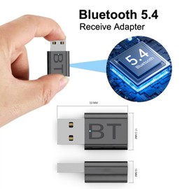 Adaptador de receptor inalámbrico Bluetooth 5.4, kit USB Bluetooth para coche, mini adaptador Bluetooth 2-1, Plug and Play, receptor de música inalámbrico para música de coche/audio estéreo