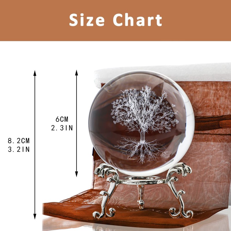 H&D HYALINE & DORA 60mm Tree of Life Crystal Ball
