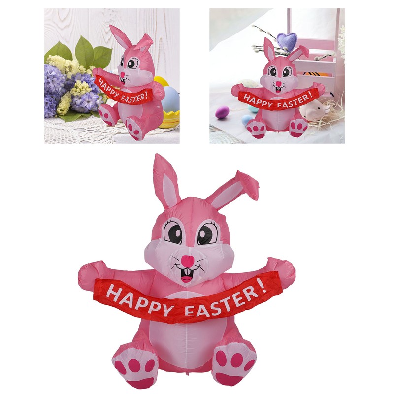 4.9ft Easter Inflatable Bunny Happy Easter Bunny Decoration Outdoor Blow