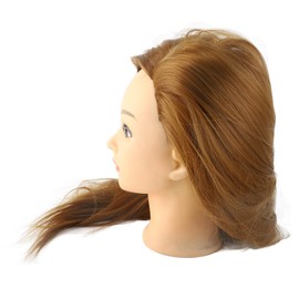 Domary Mannequin Head Hairstyling Training Head with Hair Large Volume High Temperature Fiber for Beauty Students Cutting Weaving Designing Dyeing