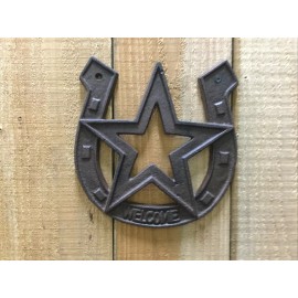 Cast Iron Horseshoe Star Welcome (180-0029)