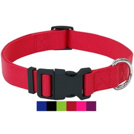 DEY - Premium Hundehalsband Nylon | Verstellbar | für Kleine u. Große Hunde | viele Farben u. Größen | Halsband Hund Katze Welpe | Hunde-Halsbänder | Katzen-Halsband | Welpen-Halsband | Rot, XS
