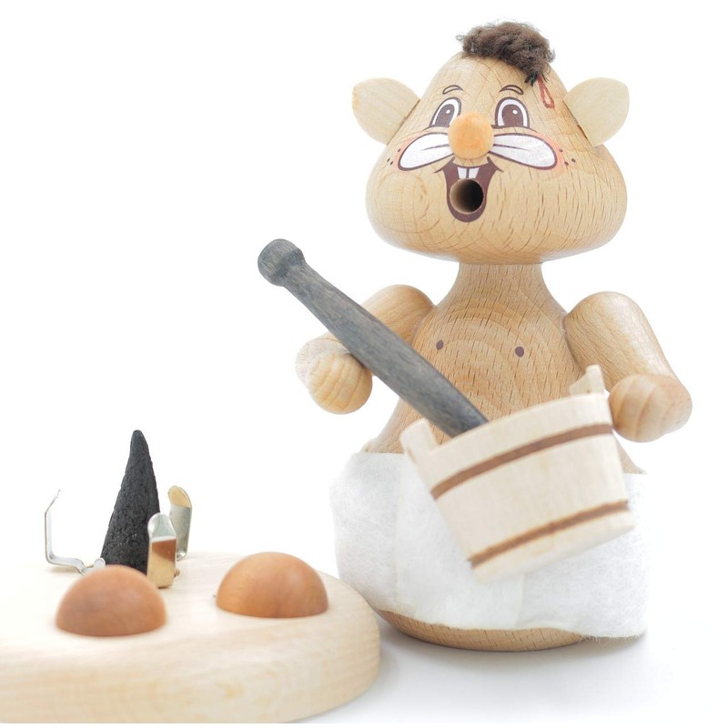 Kuhnert - Hamster Smoker Figurine Solid Wood Turned 13 cm
