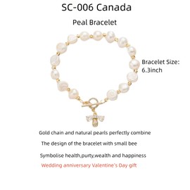 Stocking Stuffers Holiday Outfits for Women 2024 Pearl Bracelet for Women Gold Pearl Beaded Bracelet,Small bee Love Shape Dainty Chunky Chain Bracelet Statement Prom Bracelet Valentine's Day Wedding Gift