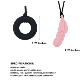Chew Teether Necklace Donut Feather Shape Soft Sensory Care Tool for Kids with Teething ADHD Autism Biting Needs Oral Motor Skills Chew Pendant for Adults and Babies 4 Pieces