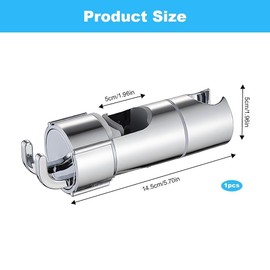 Bathroom Shower Holder Adjustable with 2 Hooks & Rotation Bracket - No Drilling, Fits 16-27cm Slide Bar