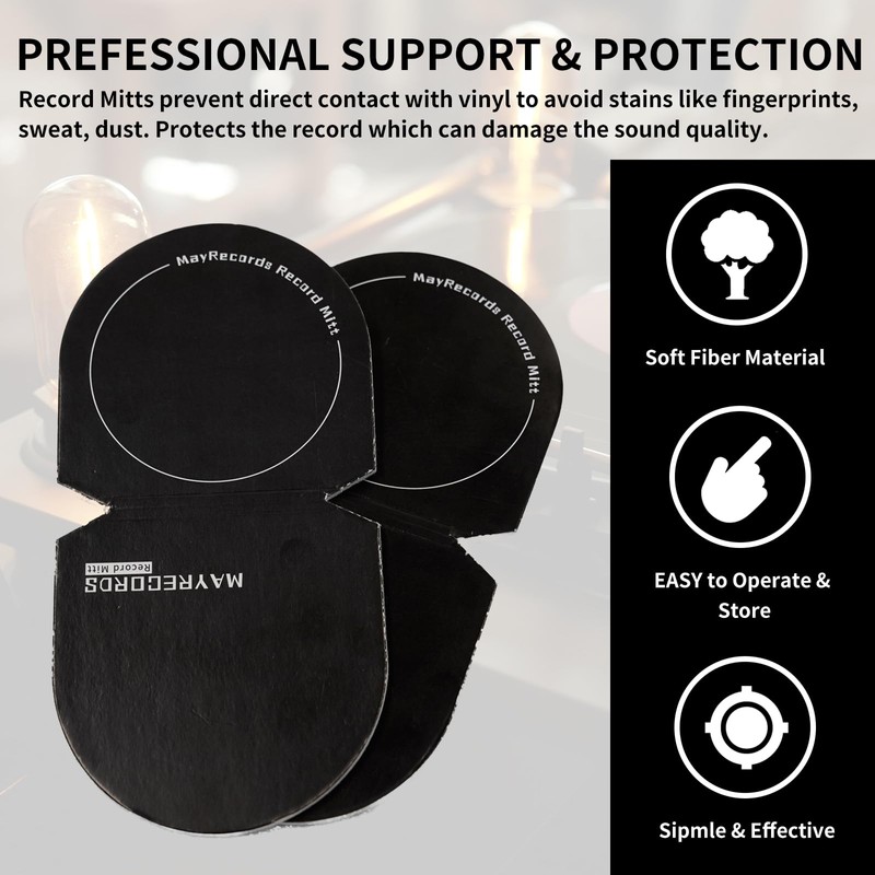 sdroceRyaM 4PCS Record Mitt LP Handler Gripper Anti-Static Vinyl Record