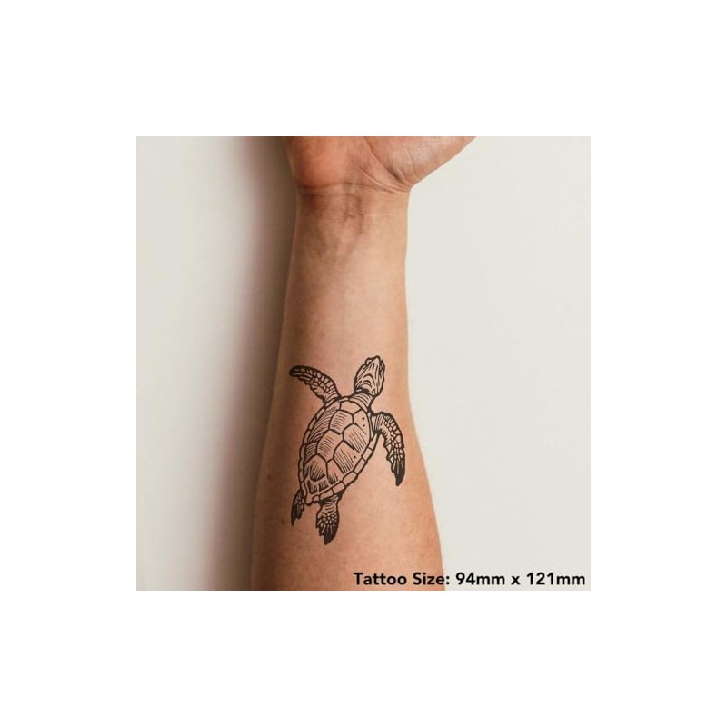 'Loggerhead Sea Turtle' Temporary Tattoo - Water Resistant, Skin-Safe, Non-Toxic