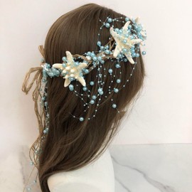 TCOMVEZ Starfish Peal Bride Headbands Sea Star Hoop Beach Bridal Crowns Wedding Headpiece for Women