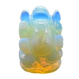 Opalite Ganesha Idol - Crystal Ganesha Idol for Car Dashboard - Spiritual Home, Office and Room Table Decor Ganesha Statues Made of Crystals and Healing Stones