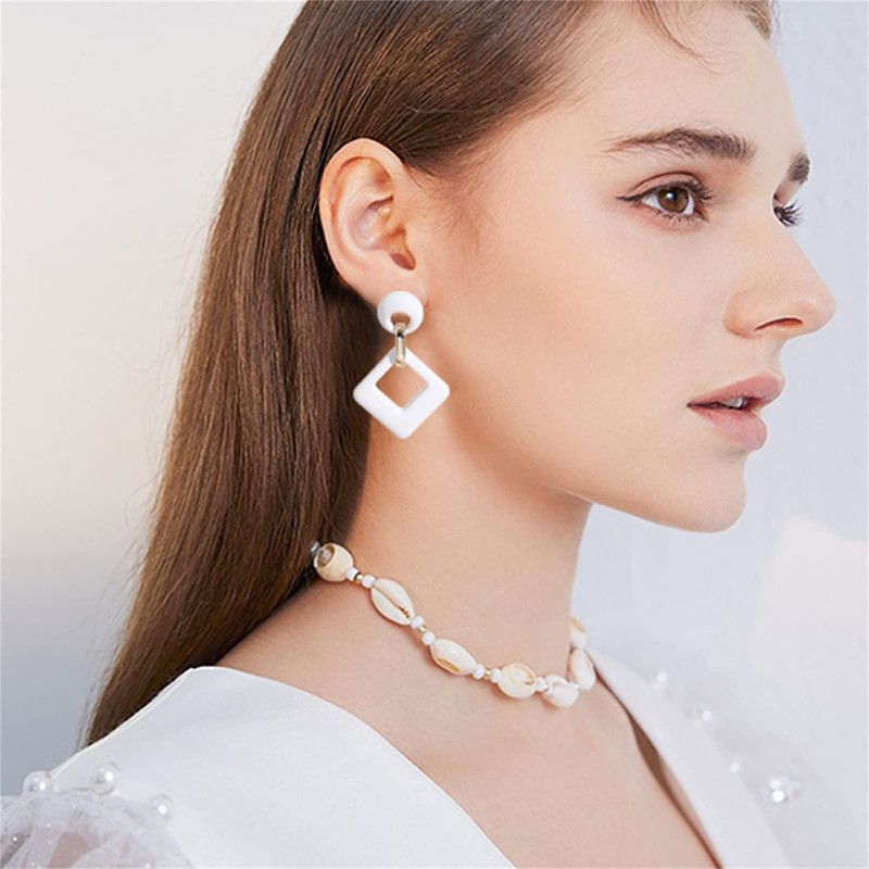 Acrylic Geometric Dangle Earring for Women Boho Lightweight Earring Cute