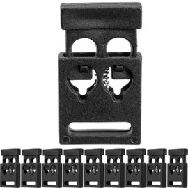 Cord Stopper, 2-Hole, Pack of 10, Black, for up to Diameter 4.5 mm Cords, Band Clamp Jacket, Clothing, Backpack, Rubber Cord Stop, Quick Release Shoelaces, Cord Slide, Tanka Cord Stopper