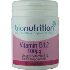 Bio Nutrition Vitamin B12 100µg : Healthy heart vitamin : 90 vegi-tabs